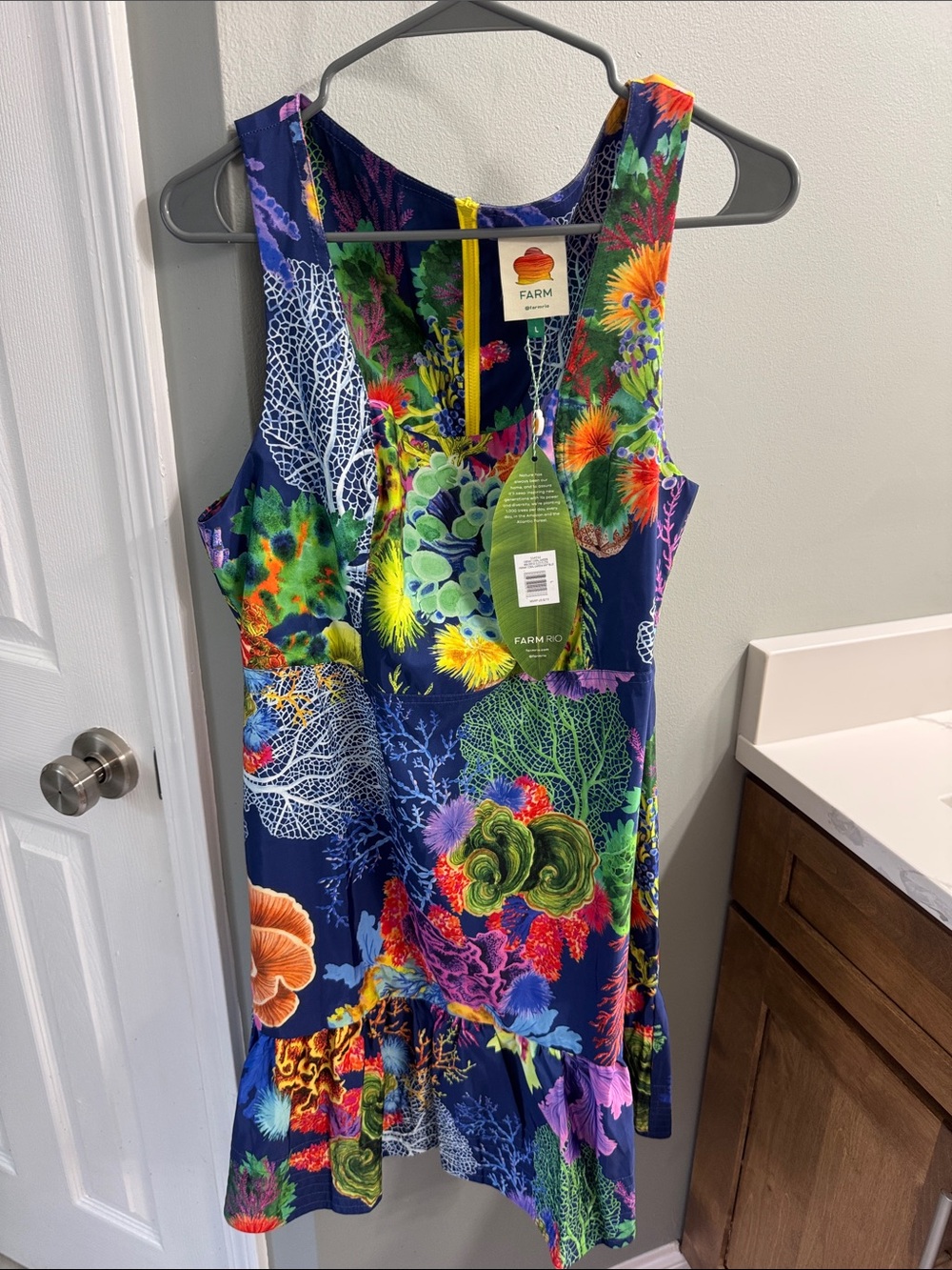 FARM Rio Navy Multicolor Coral Reef Tank Dress